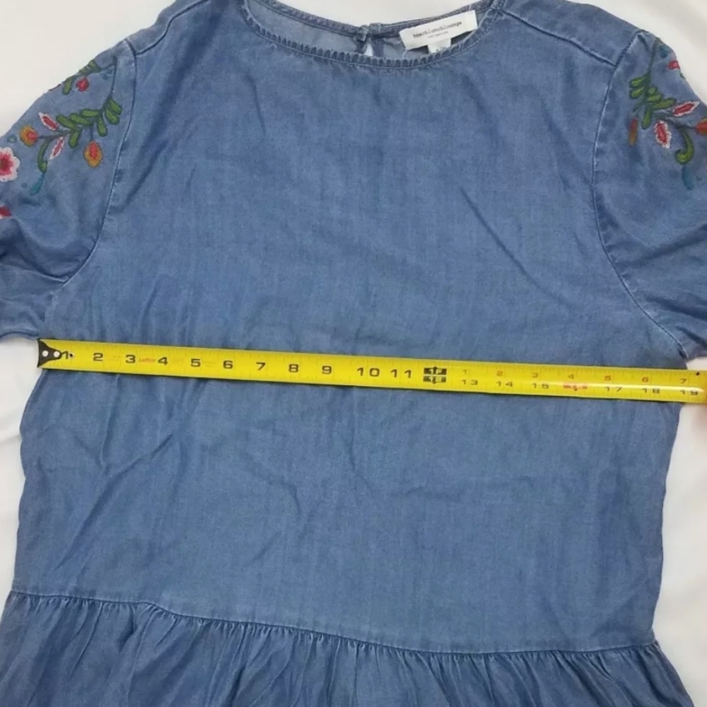 Beach Lunch Lounge Chambray Embroidered Peplum M - Picture 4 of 7